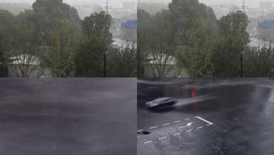 暴雨中的城市道路车流高清在线视频素材下载