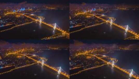 航拍延时俯瞰海南岛天际线夜景实拍城市高清在线视频素材下载
