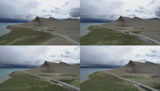 羊湖阴天航拍高清在线视频素材下载