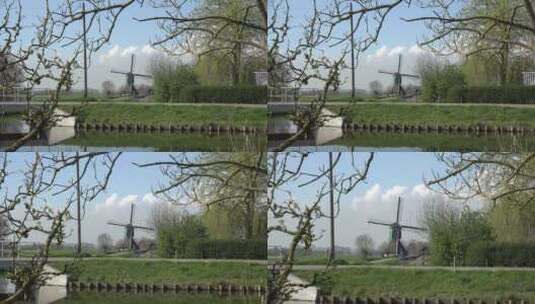 荷兰风车放大镜头高清在线视频素材下载