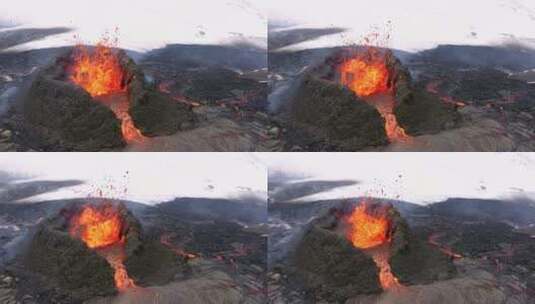 冰岛火山喷发航拍高清在线视频素材下载