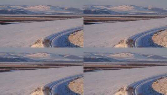 冰雪覆盖的中俄界河额尔古纳河高清在线视频素材下载
