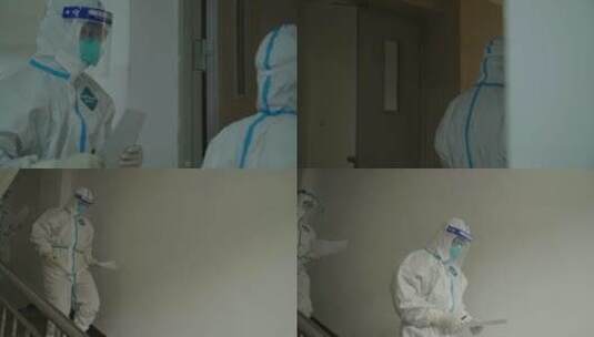 新冠疫情下穿防护服忙碌的疾控中心工作人员高清在线视频素材下载