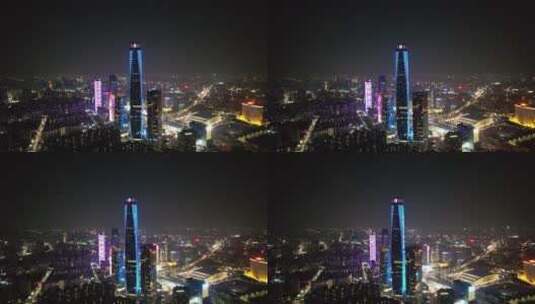 东莞国贸中心大厦夜景航拍高清在线视频素材下载