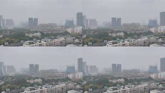 城市雾霾天气住宅居民区高楼大厦建筑工地高清在线视频素材下载