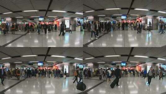 香港地铁人潮涌动高峰期上班高清在线视频素材下载