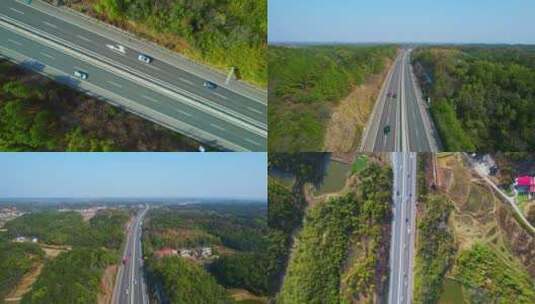 美丽湖南高速公路全景航拍高清在线视频素材下载