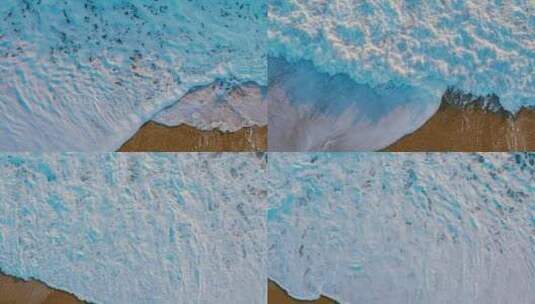 海洋波浪泡沫拍打在沙滩上高清在线视频素材下载