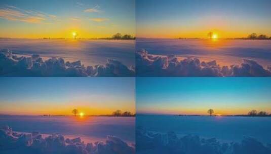 冬季雪景的早晨高清在线视频素材下载