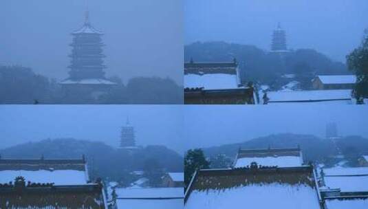 杭州西湖雷峰塔雪景4K视频合集高清在线视频素材下载