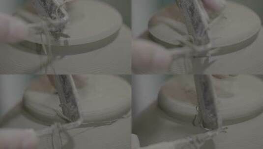 陶瓷修坯慢镜头LOG高清在线视频素材下载