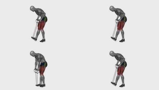 人体站立时腿筋和小腿拉伸健身锻炼3D演示高清在线视频素材下载