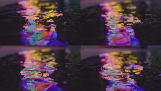 4K水面反射的色彩灯光高清在线视频素材下载
