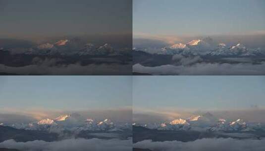 云雾缭绕的珠峰日照金山高清在线视频素材下载