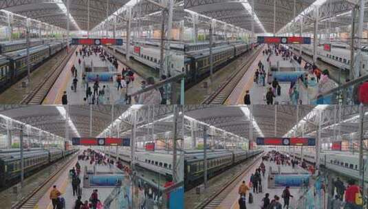 吉林省吉林站火车站出行乘车的乘客高清在线视频素材下载