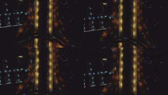 夜晚的石家庄城市立交桥夜景航拍特写高清在线视频素材下载