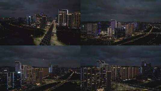 深圳光明新城光明万达广场航拍夜景高清在线视频素材下载
