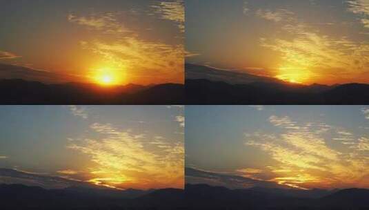 山峰日落延时阳光穿透云层夕阳丁达尔太阳光高清在线视频素材下载