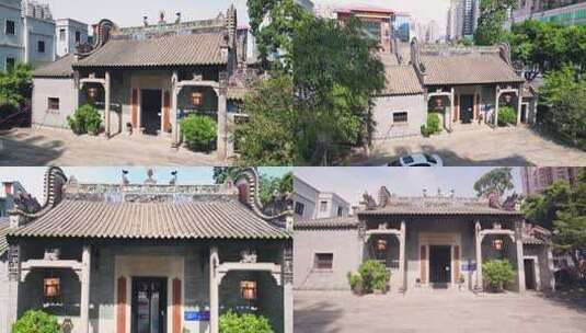 广州锦纶会馆文化古建筑纪念堂历史年代高清在线视频素材下载