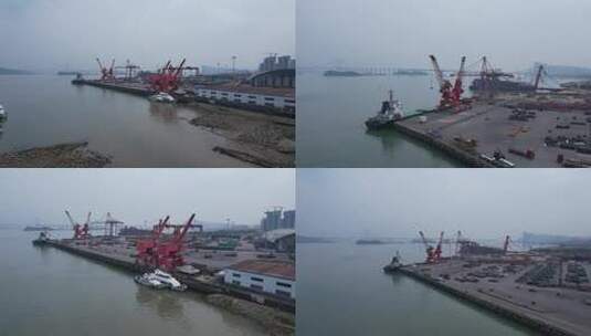 4K广州南沙港航拍视频高清在线视频素材下载