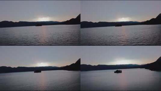 航拍四川泸沽湖景色风光高清在线视频素材下载