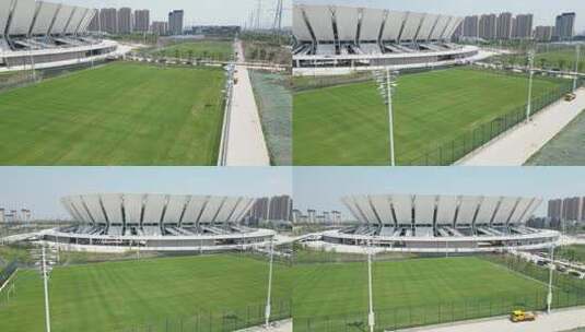 航拍昆山城东专业足球场高清在线视频素材下载