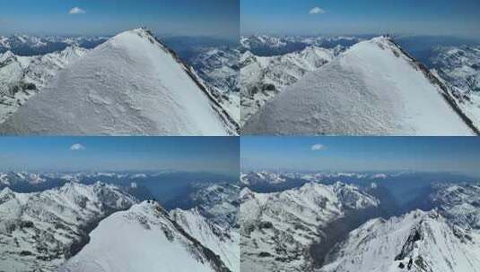 登顶四川阿坝岷山山脉主峰雪宝顶的登山者高清在线视频素材下载