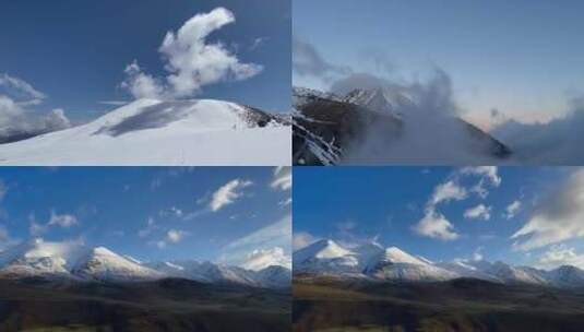 高原雪山流云蓝天白云山顶云雾翻滚延时摄影高清在线视频素材下载