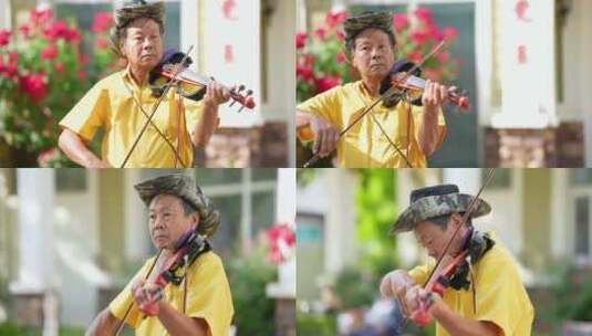 街头艺术家 小提琴高清在线视频素材下载