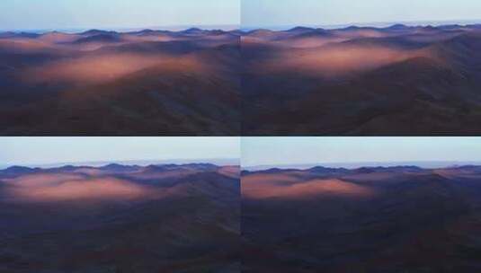 新疆库木塔格沙漠日出航拍高清在线视频素材下载