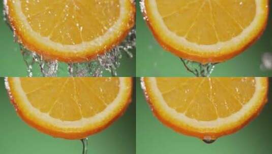 水顺着橘子流下高清在线视频素材下载