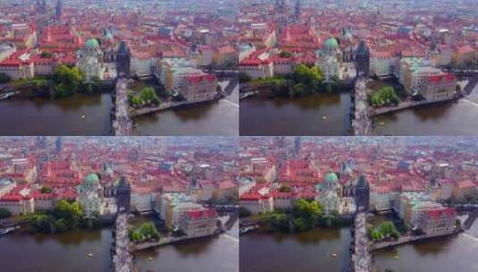布拉格，包括查理大桥和布拉格一个市辖区高清在线视频素材下载