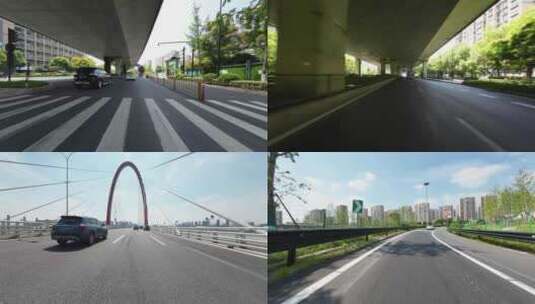 汽车行驶在城市道路第一视角高清在线视频素材下载