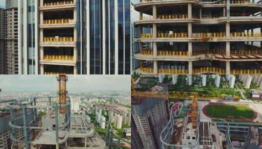 航拍城市施工建设中的高楼高清在线视频素材下载