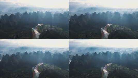 桂林山水喀斯特地貌自然风光航拍高清在线视频素材下载