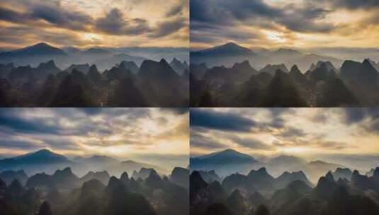 桂林山水云海自然风光高清在线视频素材下载