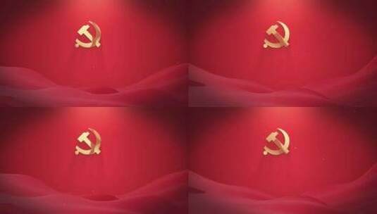 红背景 七一 100周年  建党 徽高清在线视频素材下载