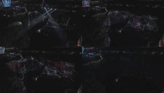 航拍上海佘山世茂洲际酒店夜景霓虹灯高清在线视频素材下载