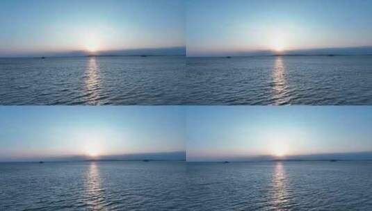 大海航拍海面日出风光飞向大海天空海洋风景高清在线视频素材下载