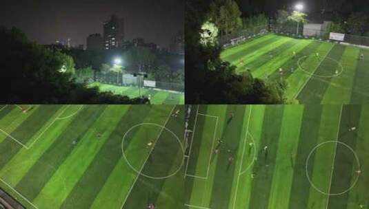足球场夜景俯拍高清在线视频素材下载