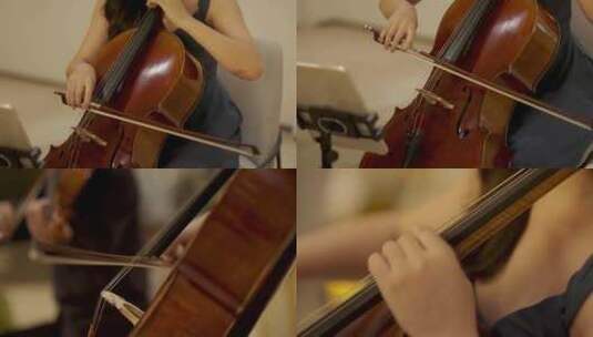拉提琴细节/大提琴/小提琴/演奏高清在线视频素材下载
