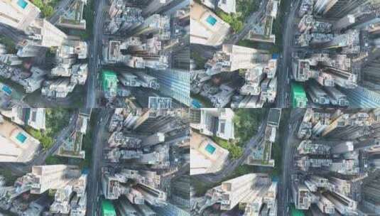 香港道路交通俯拍街道车流城市建筑俯瞰楼房高清在线视频素材下载
