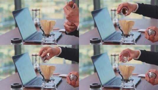 商务人士 办公室白领 冲咖啡高清在线视频素材下载