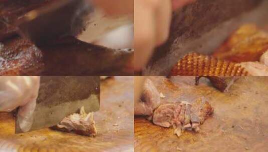 美食制作：卤鹅切片技艺展示高清在线视频素材下载