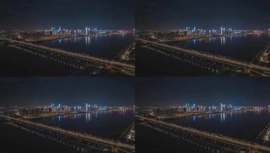 杭州彭埠大桥夜景延时高清在线视频素材下载