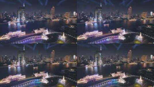泰国曼谷湄南河暹罗天地城市夜景延时风光高清在线视频素材下载