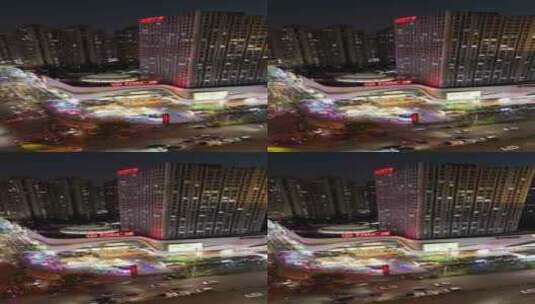 广西南宁安吉万达及周边交通建筑夜景高清在线视频素材下载