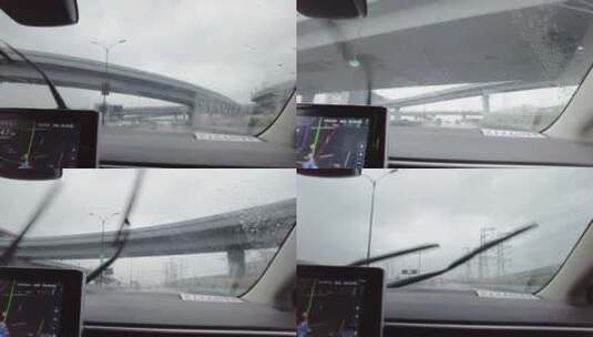 雨天汽车行驶在马路上高清在线视频素材下载