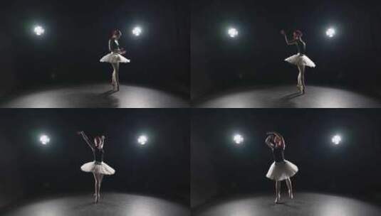 优雅的芭蕾舞演员在工作室跳舞专业芭蕾舞演高清在线视频素材下载