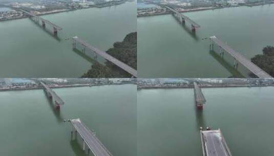 中国广东省广州市南沙区沥心沙大桥便桥高清在线视频素材下载